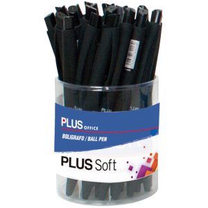 25x Bolígrafos Plus Soft Tinta Fluida Viscosa Retráctil Trazo 0,7mm Negro