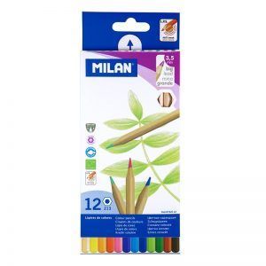 MILAN Caja 12 Lápices de Colores Mina Gruesa Hexagonales