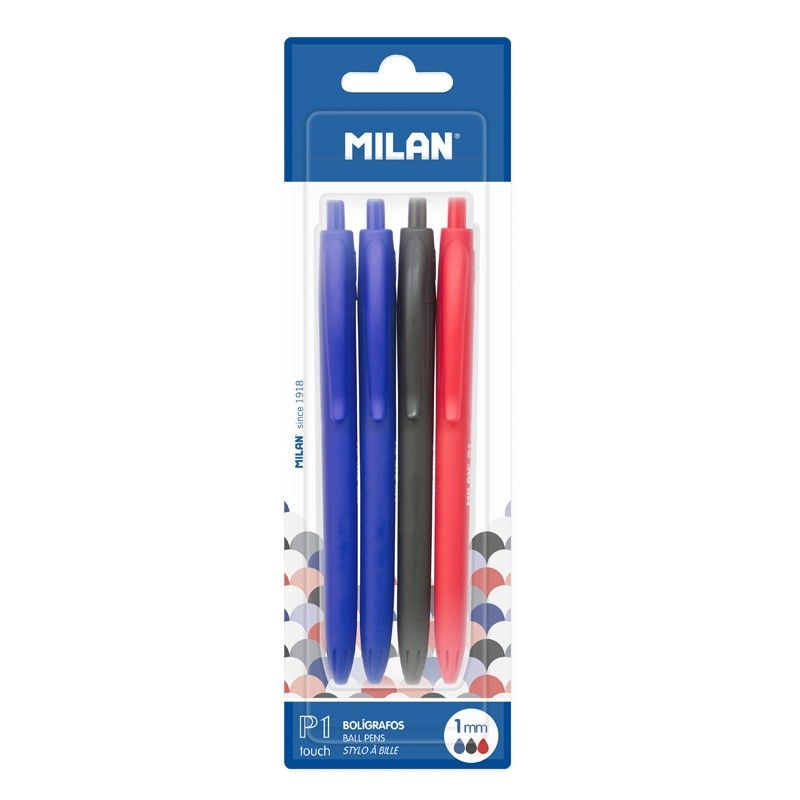 MILAN Blíster 4 Bolígrafos P1 Touch Surtidos MILAN Blíster 4 Bolígrafos P1 Touch Surtidos