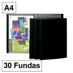 Carpeta de Fundas Tapa Dura A4 30 Fundas / 45 Micras Negro