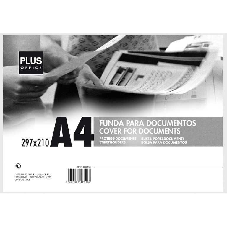 Plus Office Funda para Documentos Cristal Transparente A4 Plus Office Funda para Documentos Cristal Transparente A4