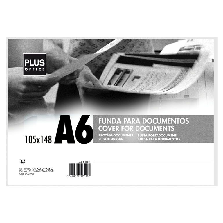 Plus Office Funda para Documentos Cristal Transparente A6 Plus Office Funda para Documentos Cristal Transparente A6