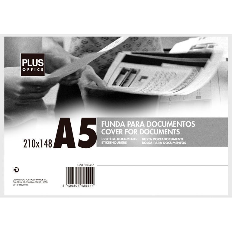 Plus Office Funda para Documentos Cristal Transparente A5 Plus Office Funda para Documentos Cristal Transparente A5