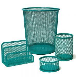 Set de 4 Pcs Escritorio Rejilla Turquesa