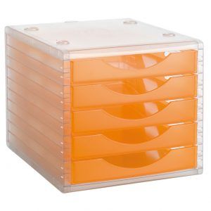 Fichero cajones de sobremesa 340x270x260 mm color mandarina