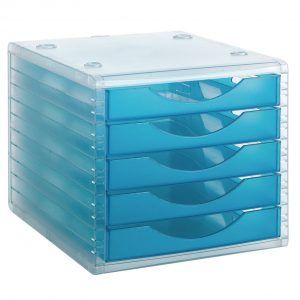Fichero cajones de sobremesa 340x270x260 mm color azul translucido