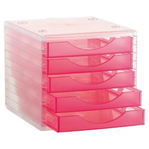 Fichero cajones de sobremesa 340x270x260 mm color rosa
