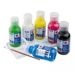 MILAN Caja 6 Botellas de Témpera de Colores 125 ml con Pincel