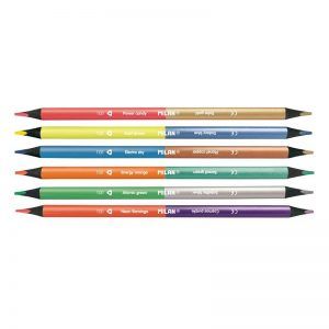 MILAN Caja 6 Lápices Bicolores Triangulares (Colores fluo + Colores Metalizados)
