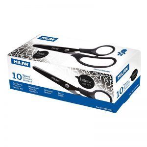 Tijeras negras Basic Colours caja de 10 ud.