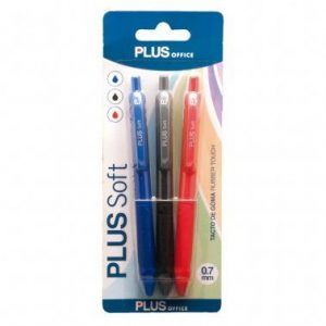 Plus Office Bolígrafos Soft Azul, Negro y Rojo