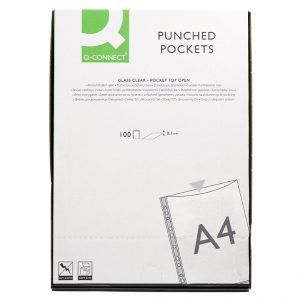 Q Connect Funda Multitaladro DIN A4 100 mc Cristal Bolsa de 100 unidades
