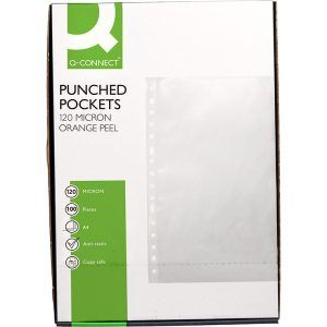 Q Connect Funda Multitaladro DIN A4 120 mc Piel de Naranja Caja de 100 unidades
