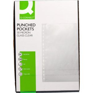Q Connect Funda Multitaladro DIN A4 50mc Cristal Caja de 100 uds