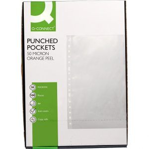 Q Connect Funda Multitaladro DIN A4 50mc Piel de Naranja Caja 100 ud