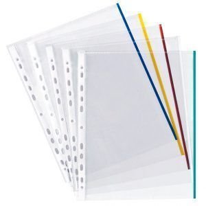 Q Connect Funda Multitaladro DIN A4 70 mc Cristal Borde Colores Bolsa de 25