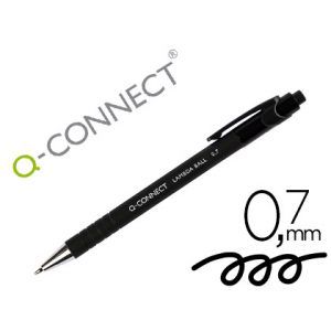 Boligrafo q-connect retractil con grip 0,7 mm color negro 12 Ud.