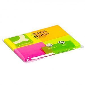 Q Connect Pack 4x Bloc Notas Adhesivas Fluorescentes 38x51mm