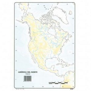 Mapa Mudo América del Norte Físico A4 (10 ud.)