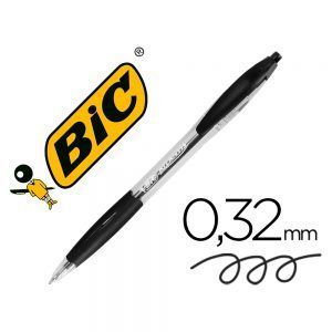 Boligrafo bic atlantis negro retractil tinta aceite punta de 1 mm (12 Ud.)