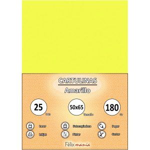 Cartulina 180gr 50x65 Amarillo (25 hojas)