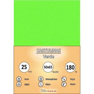 Cartulina 180gr 50x65 Verde (25 hojas)