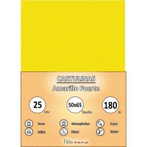 Cartulina 180gr 50x65 Amarillo fuerte (25 hojas)