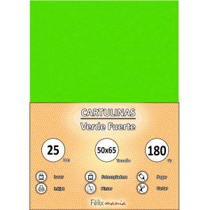 Cartulina 180gr 50x65 Verde fuerte (25 hojas)