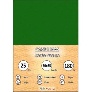 Cartulina 180gr 50x65 Verde oscuro (25 hojas)