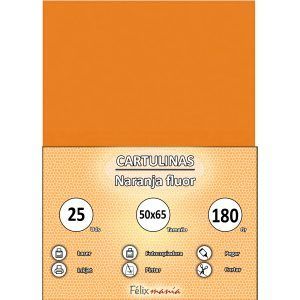 Cartulina 180gr 50x65 Naranja flúor (25 hojas)