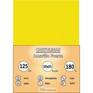 Cartulina 180gr 50x65 Amarillo fuerte (125 hojas)