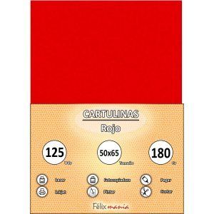 Cartulina 180gr 50x65 Rojo (125 hojas)