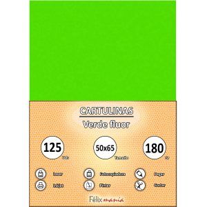 Cartulina 180gr 50x65 Verde flúor (125 hojas)