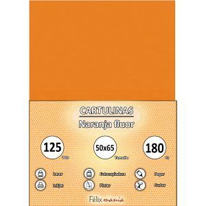 Cartulina 180gr 50x65 Naranja flúor (125 hojas)