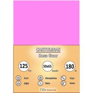 Cartulina 180gr 50x65 Rosa flúor (25 hojas)