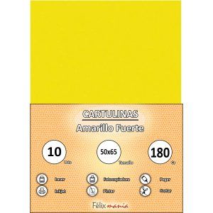 Cartulina 180gr 50x65 Amarillo fuerte (10 hojas)
