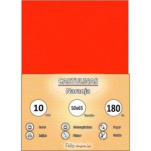 Cartulina 180gr 50x65 Naranja (10 hojas)