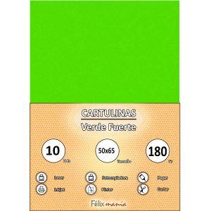 Cartulina 180gr 50x65 Verde fuerte (10 hojas)