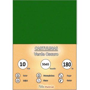 Cartulina 180gr 50x65 Verde oscuro (10 hojas)