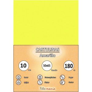 Cartulina 180gr 50x65 Amarillo (10 hojas)