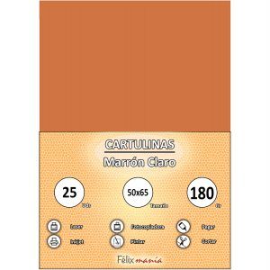 Cartulina 180gr 50x65 Marrón claro (25 hojas)