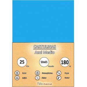 Cartulina 180gr 50x65 Azul medio (25 hojas)