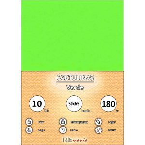 Cartulina 180gr 50x65 Verde (10 hojas)