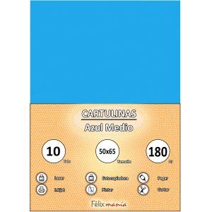 Cartulina 180gr 50x65 Azul medio (10 hojas)