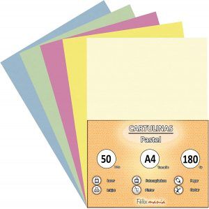 Cartulina 180gr A4 Surtido Pastel (50 hojas)