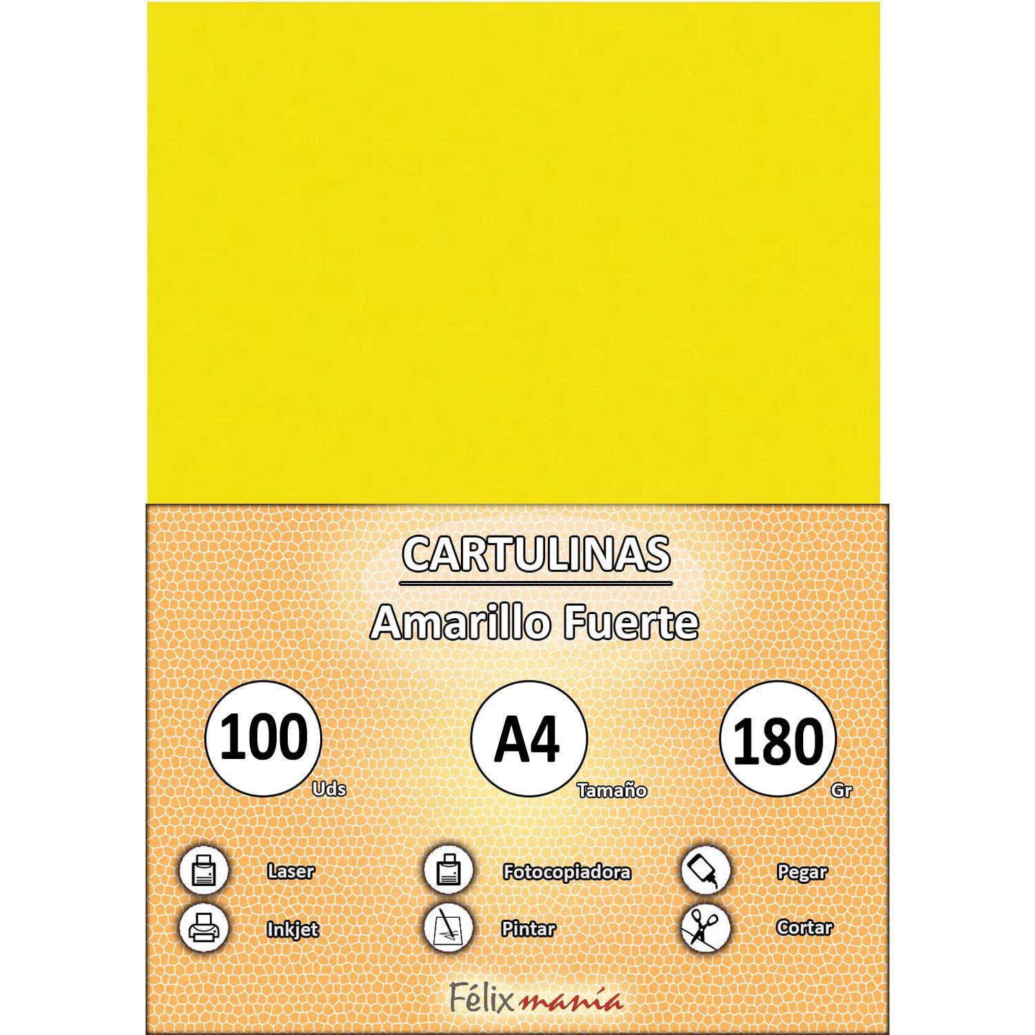 Paquete 50 Cartulinas de 180g Tamaño A3 Color amarillo limón