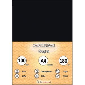 Cartulina 180gr A4 Negro (100 hojas)
