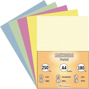 Cartulina 180gr A4 Surtido Pastel (250 hojas)