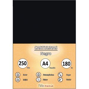 Cartulina 180gr A4 Negro (250 hojas)