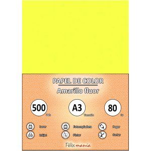 Papel 80gr A3 Amarillo fluor (500 hojas)